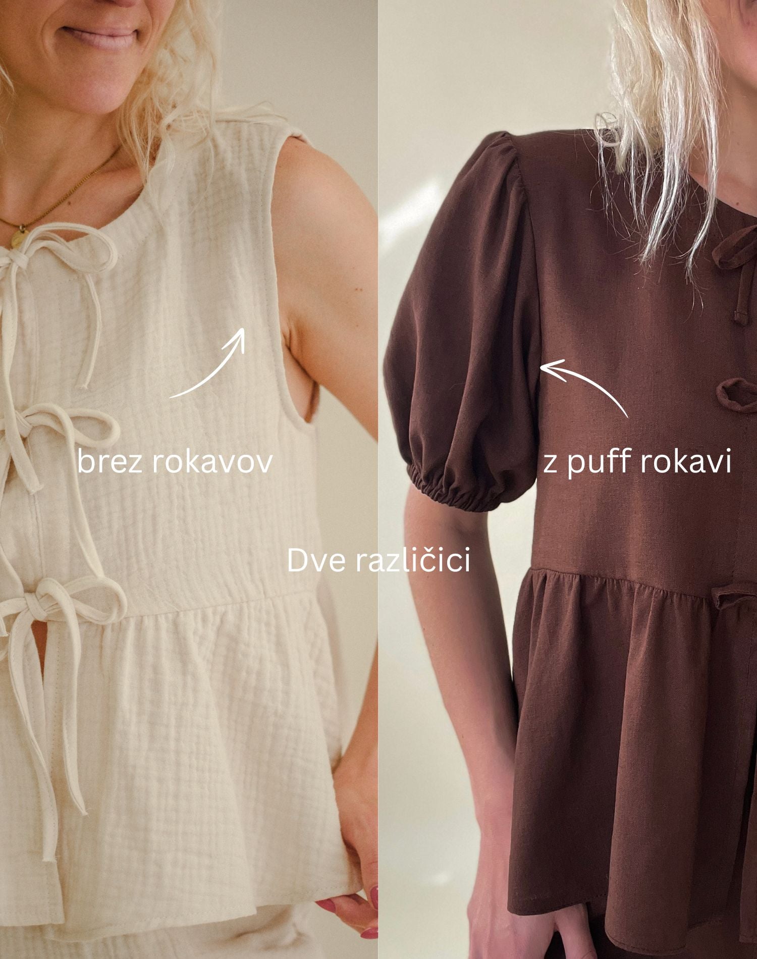 Softly me - viskoza & lan top s pentljicami (chocolate)