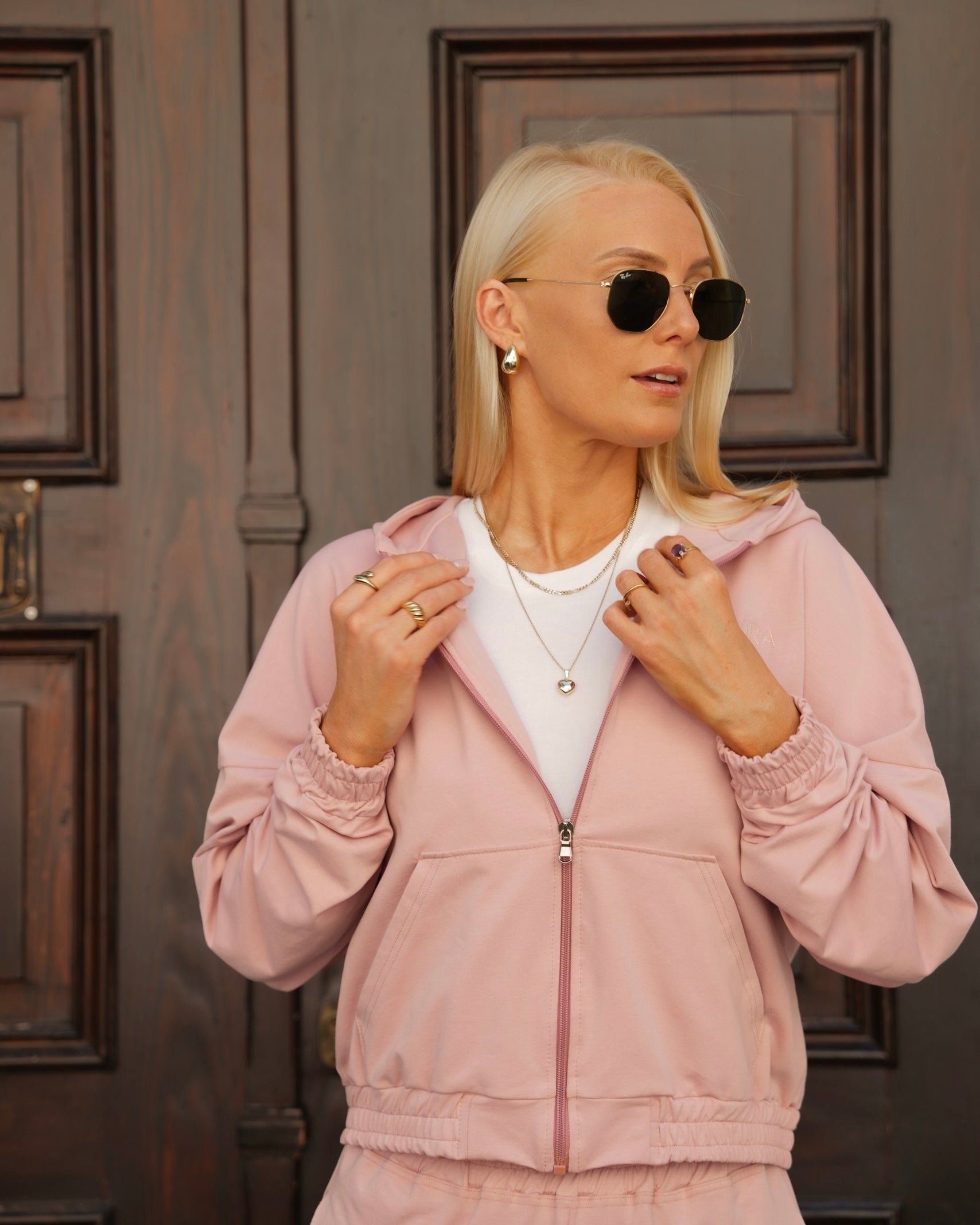 ROSE ženski ZIP hoodie iz organskega bombaža