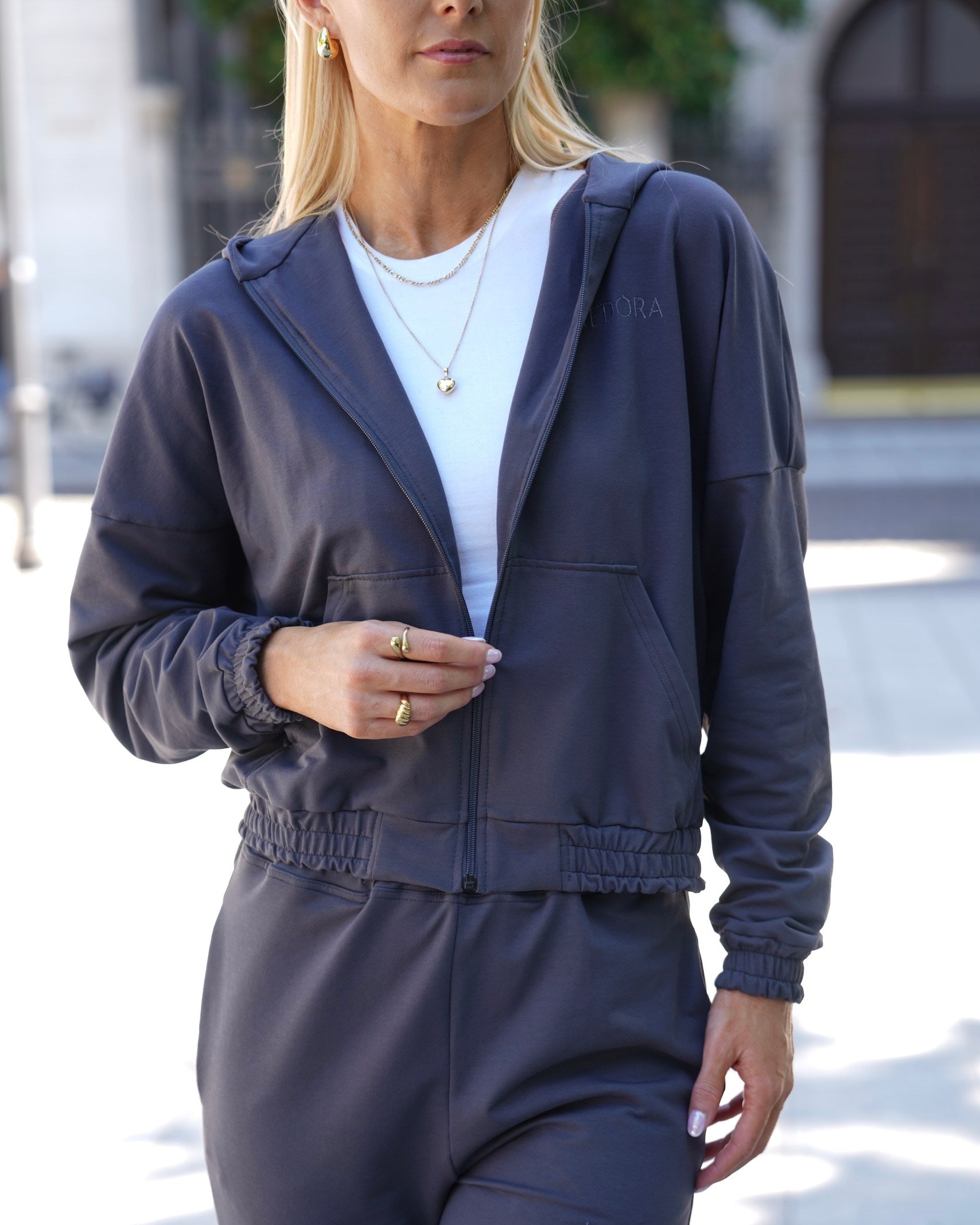 MIDNIGHT ženski ZIP hoodie iz organskega bombaža