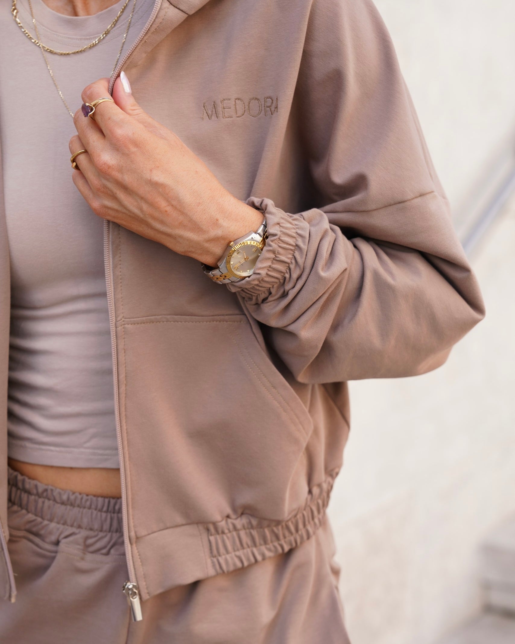 TAUPE ženski ZIP hoodie iz organskega bombaža