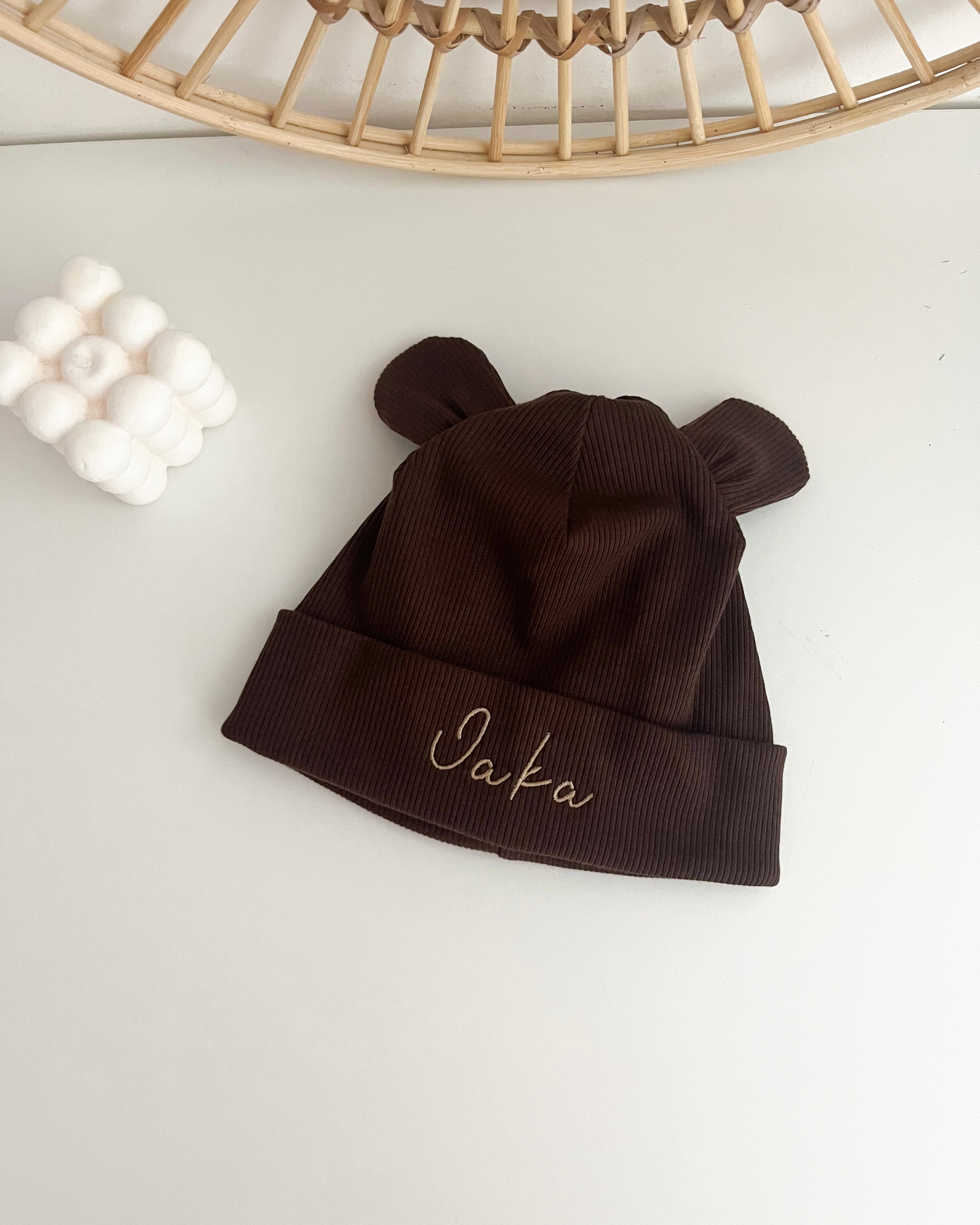 Otroška kapa z MEDO ušeski - choco
