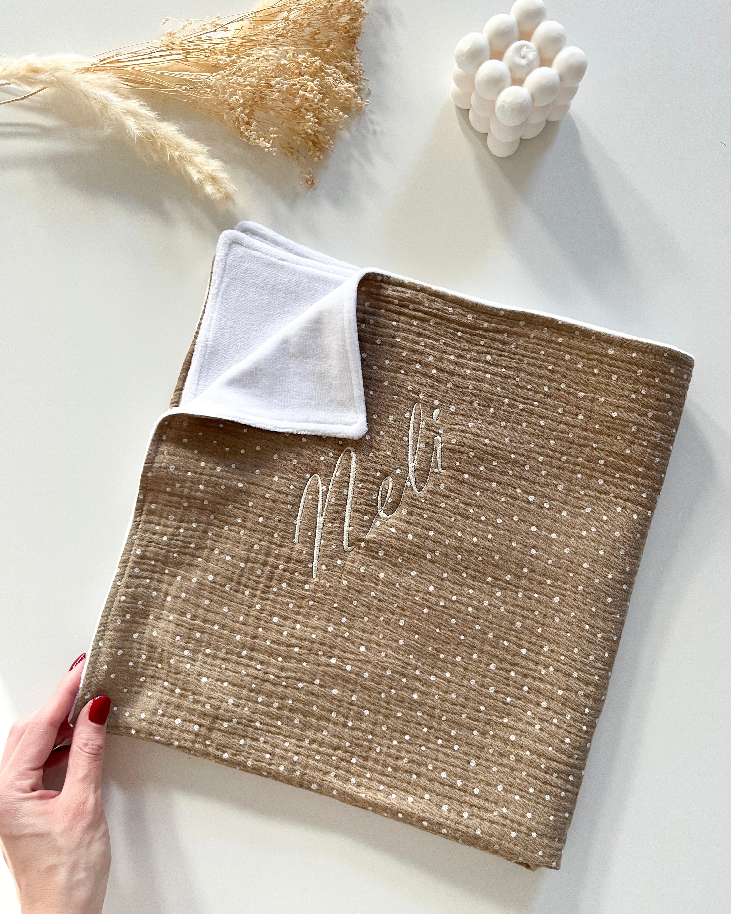 Moja prva odejica - (bež s pikicami)