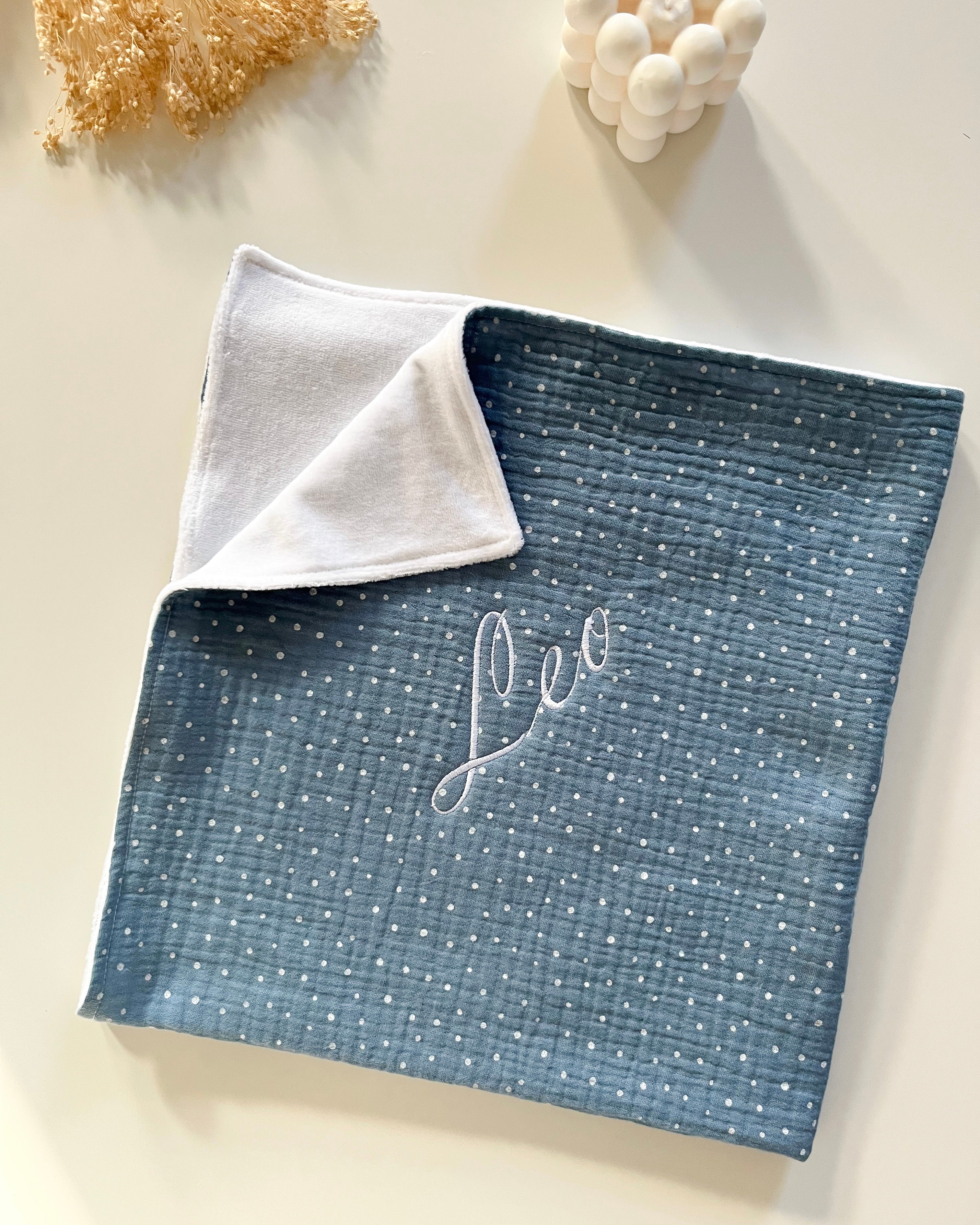 Moja prva odejica - (modra s pikicami)