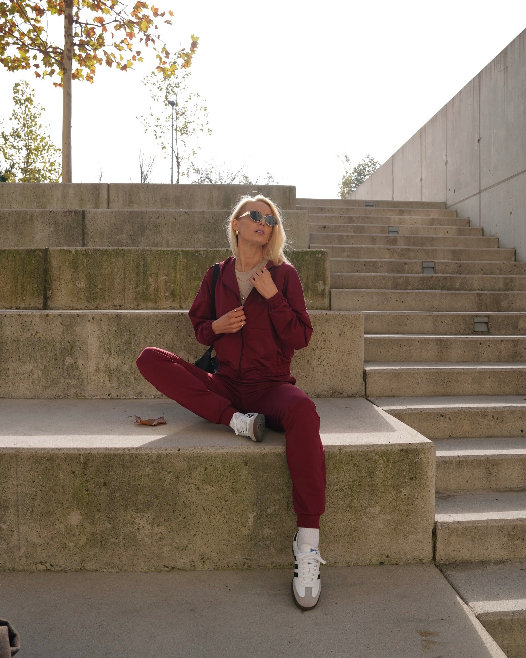 BURGUNDY ženski ZIP hoodie